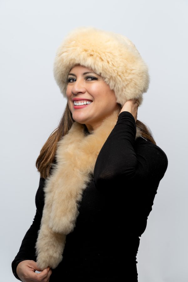 Beige hat and scarf
