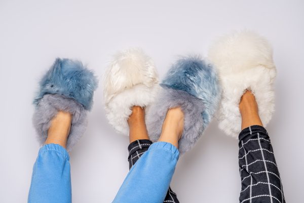Grey & White Suri Slippers